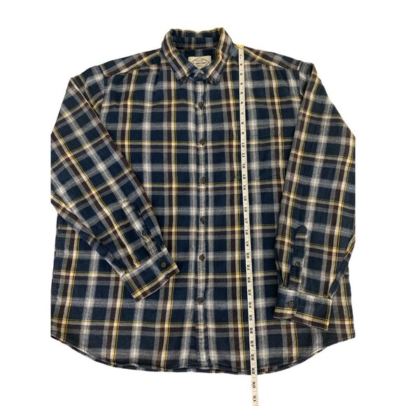 St. John's Bay Mens Flannel Shirt Blue Plaid Button-Down Long Sleeve Size XL - Picture 5 of 9